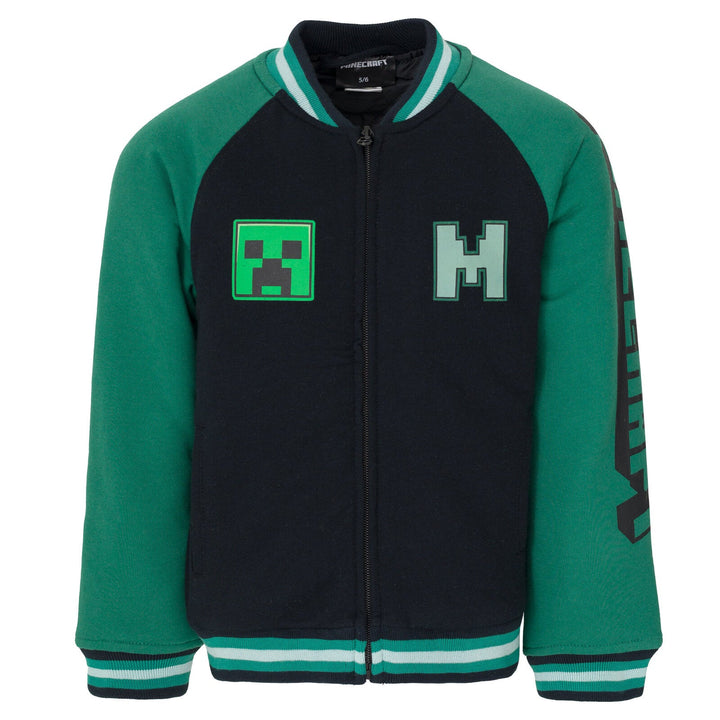 Minecraft Creeper Zip Up Varsity Bomber Jacket - imagikids