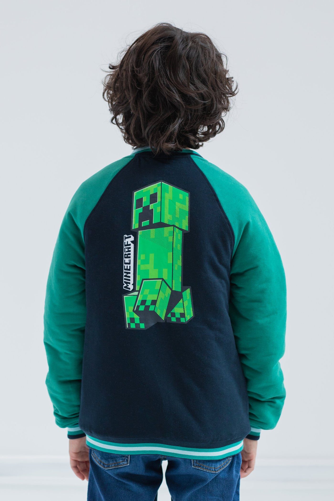 Minecraft Creeper Zip Up Varsity Bomber Jacket