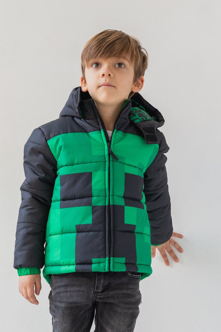 Minecraft Creeper Zip Up Winter Coat Puffer Jacket - imagikids