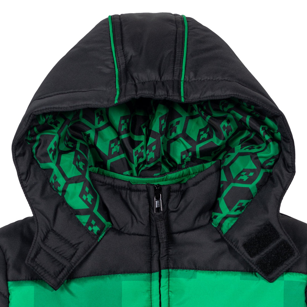 Minecraft Creeper Zip Up Winter Coat Puffer Jacket - imagikids