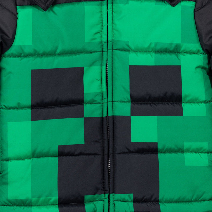 Minecraft Creeper Zip Up Winter Coat Puffer Jacket - imagikids