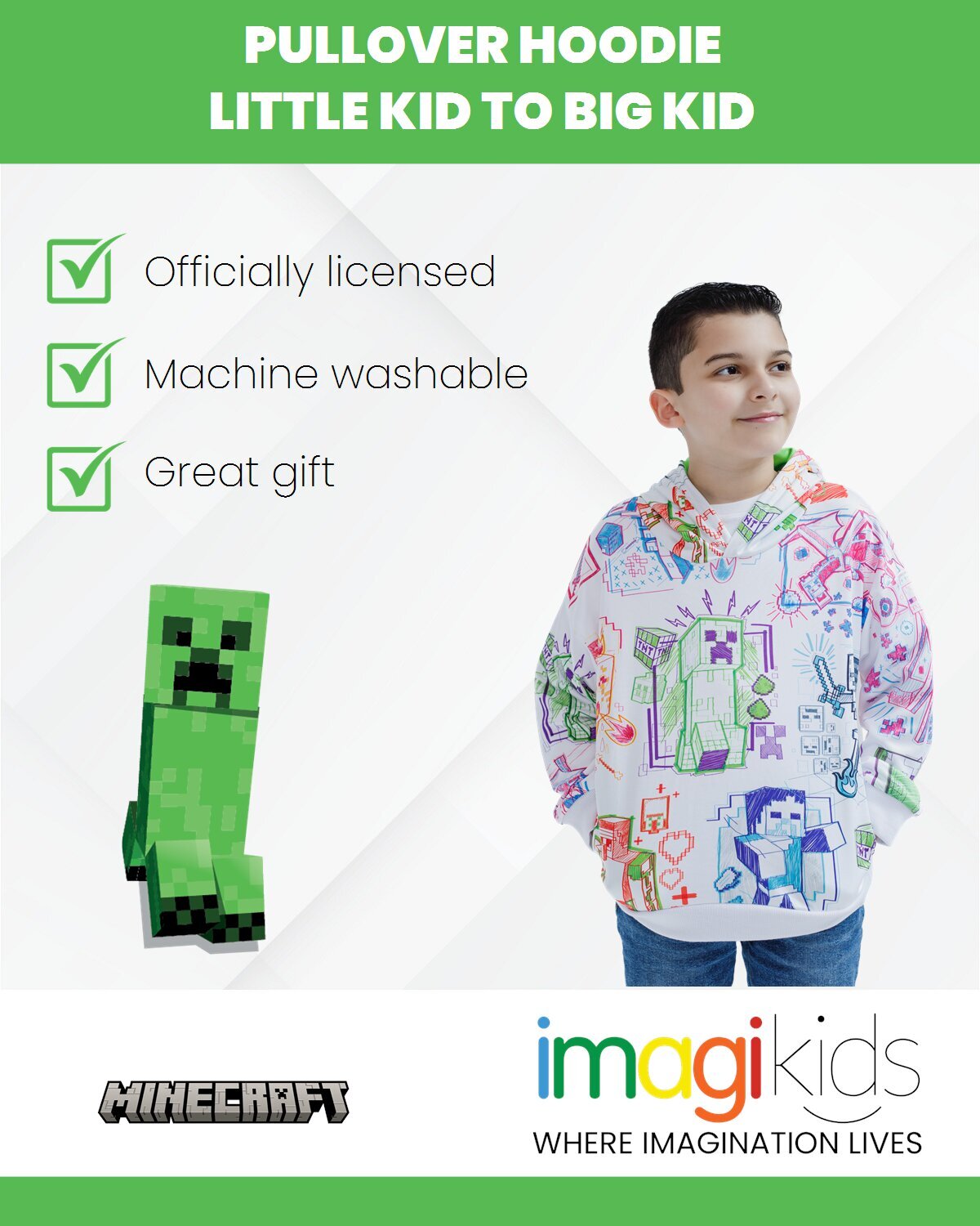 Minecraft Fleece Pullover Hoodie | FREE Shipping on Orders $50+ and ...
