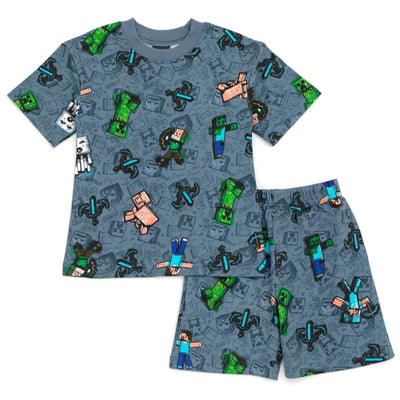 Minecraft French Terry T - Shirt and Bike Shorts Outfit Set - imagikids