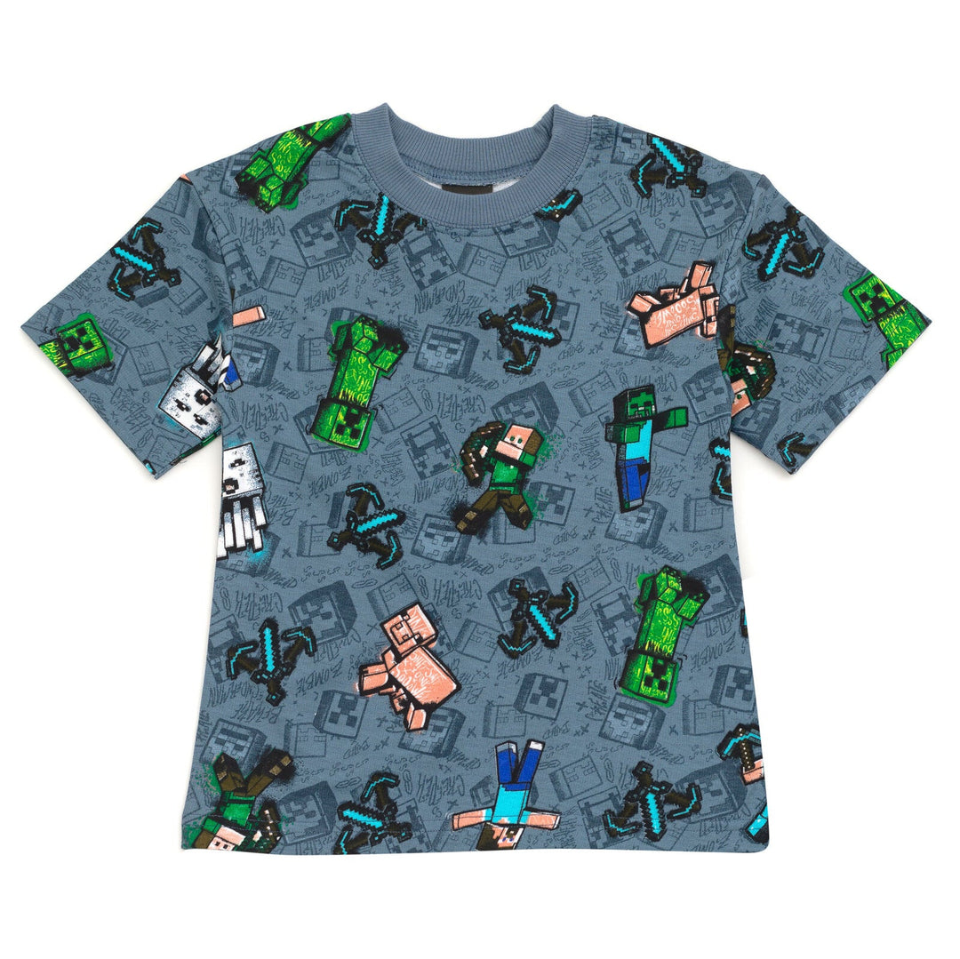 Minecraft French Terry T - Shirt and Bike Shorts Outfit Set - imagikids