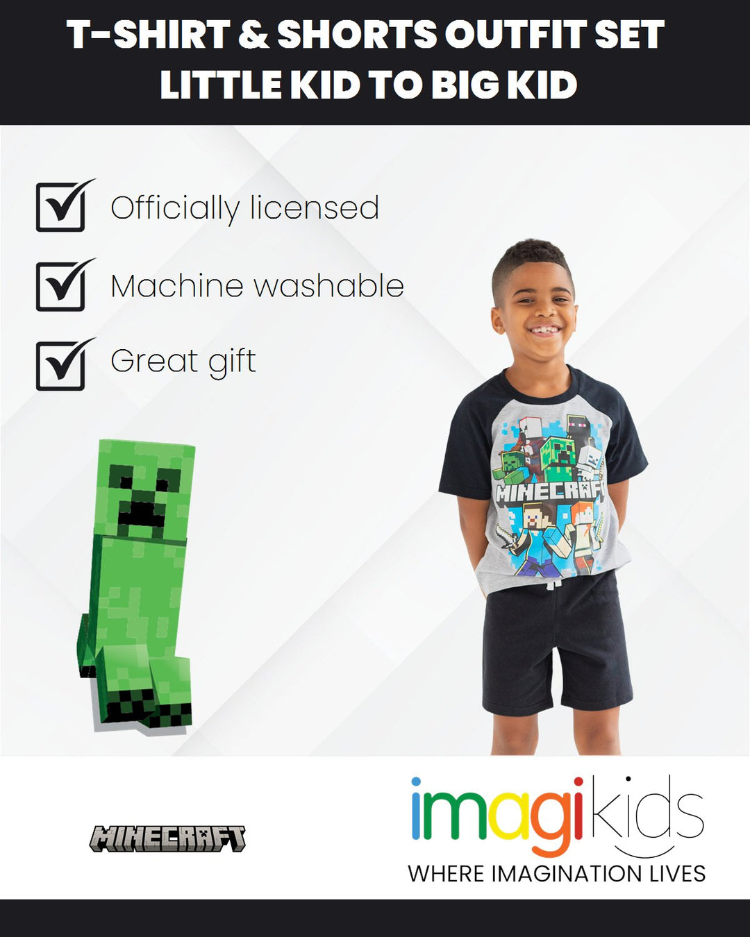 Minecraft T - Shirt and French Terry Shorts Outfit Set - imagikids