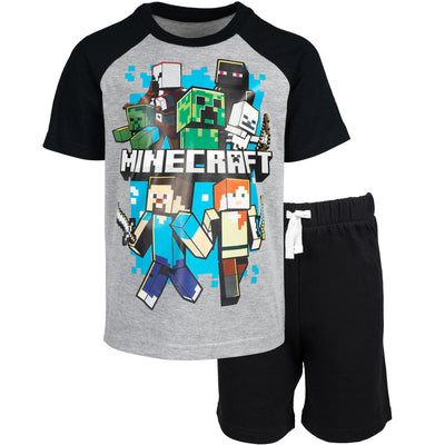 Minecraft T - Shirt and French Terry Shorts Outfit Set - imagikids