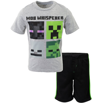 Camiseta gráfica de Minecraft y pantalones cortos de malla transpirable