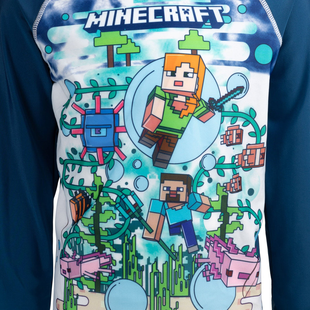 Minecraft UPF 50+ Rash Guard Swim Shirt - imagikids