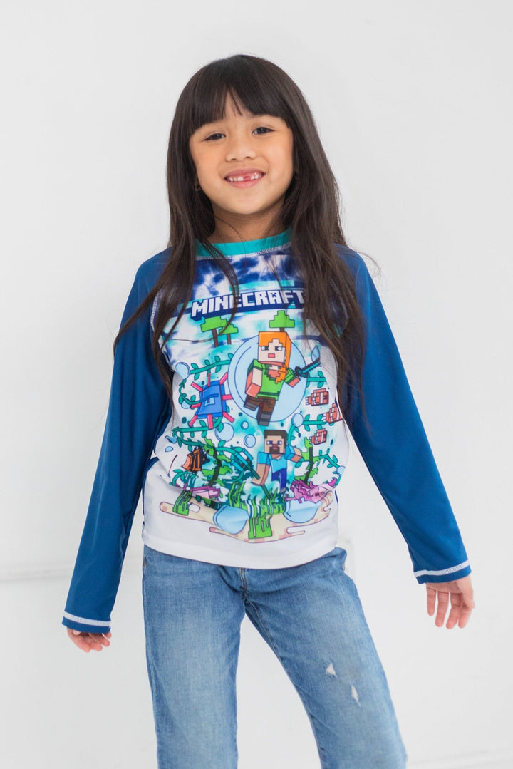 Minecraft UPF 50+ Rash Guard Swim Shirt - imagikids