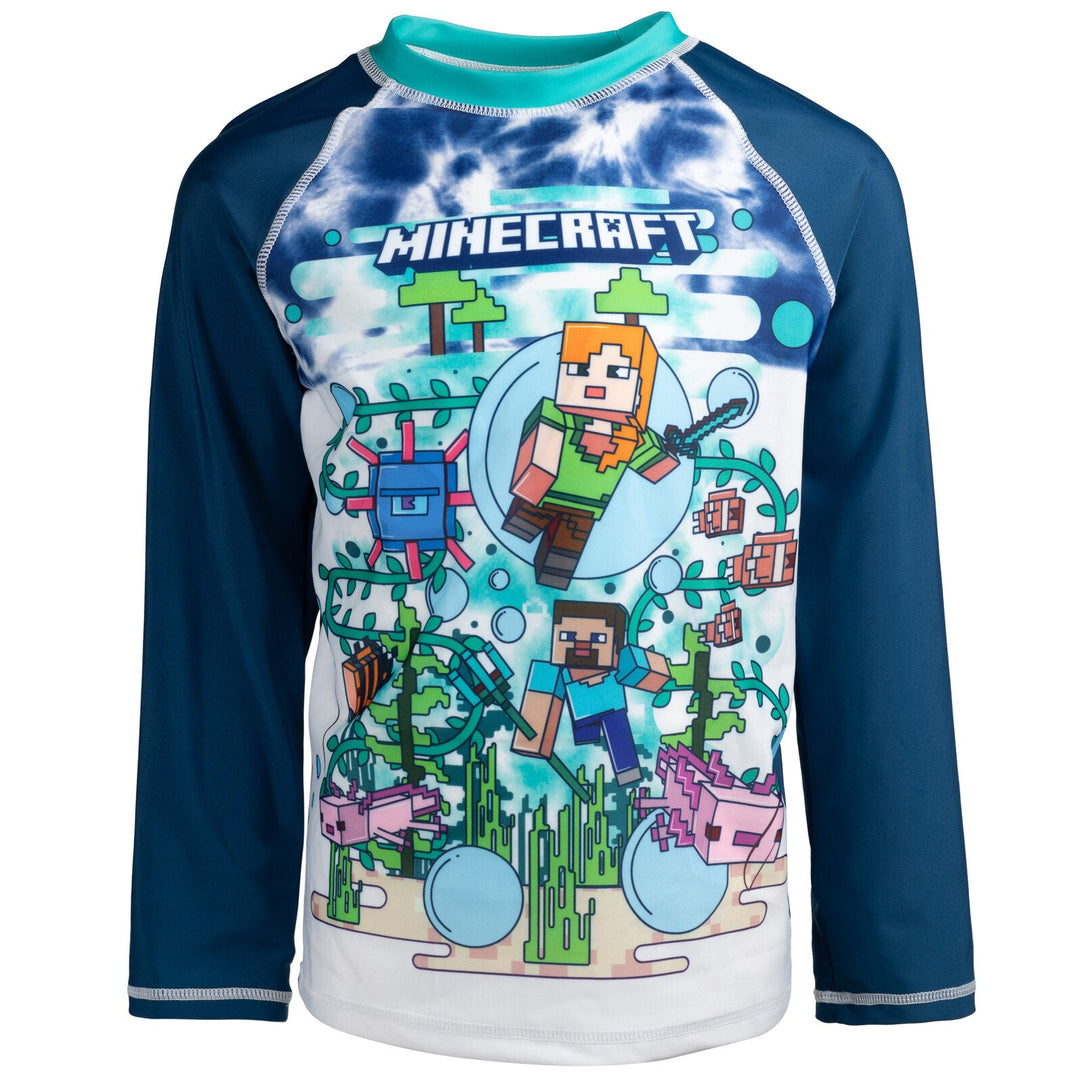 Minecraft UPF 50+ Rash Guard Swim Shirt - imagikids