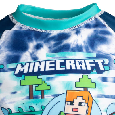 Minecraft UPF 50+ Rash Guard Swim Shirt