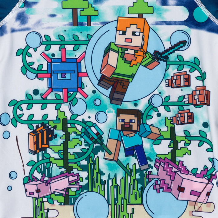 Minecraft UPF 50+ Rash Guard Swim Trunks Outfit Set - imagikids