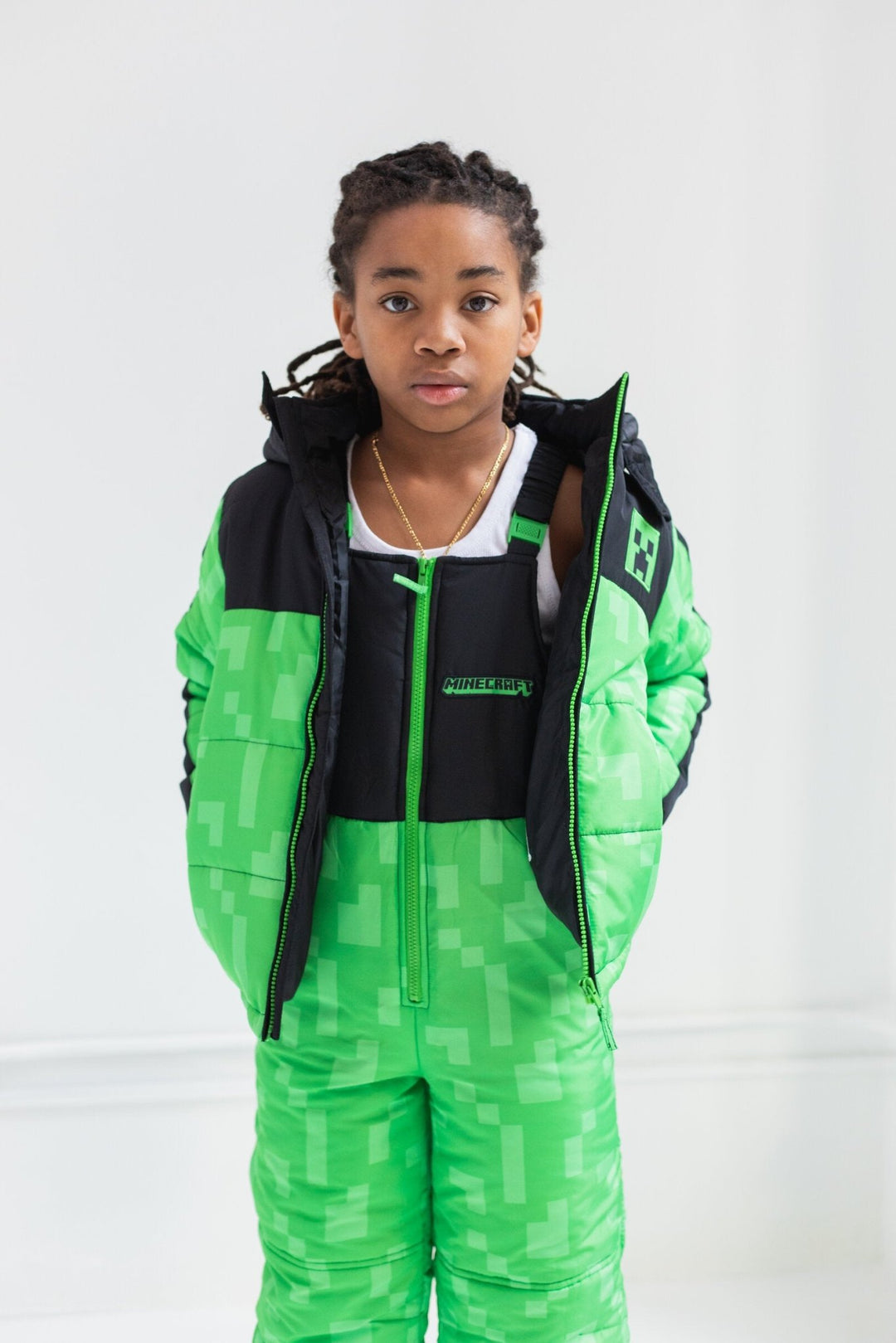 Minecraft Zip Up Puffer Jacket Snow Bib Ski Pants - imagikids