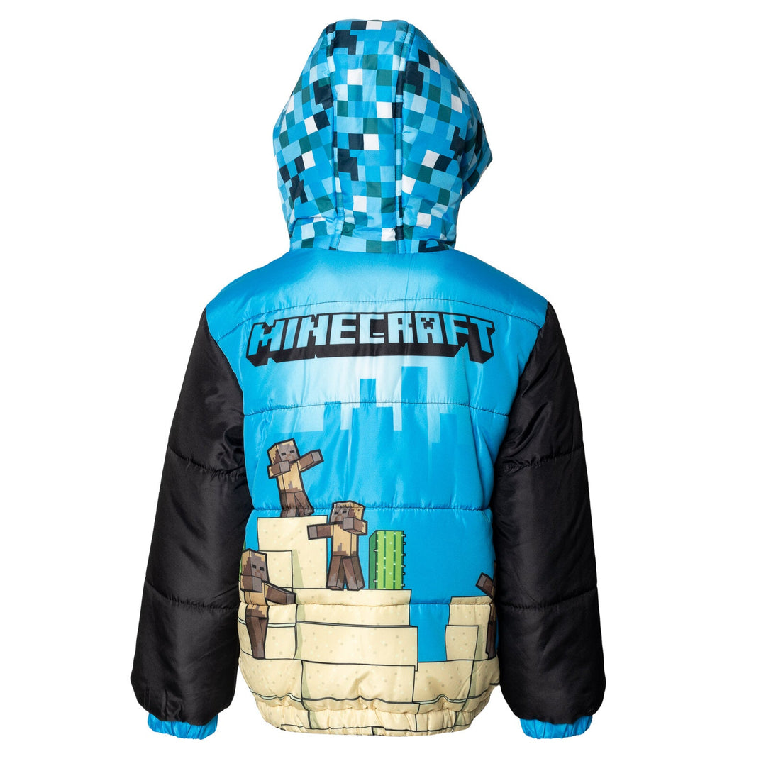 Minecraft Zip Up Winter Coat Puffer Jacket - imagikids