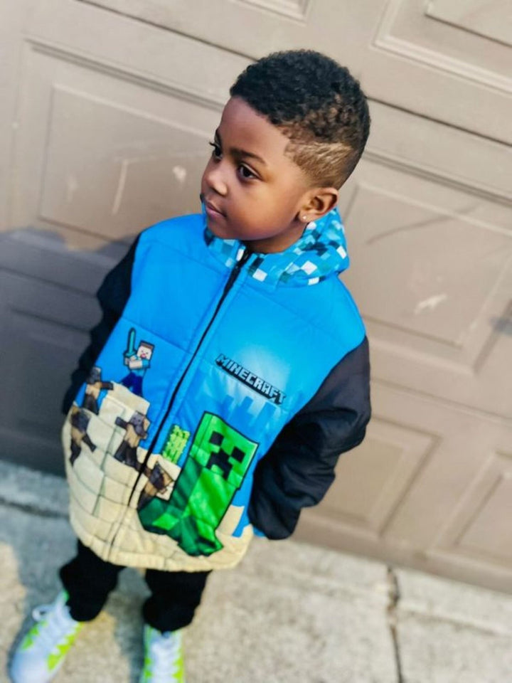 Minecraft Zip Up Winter Coat Puffer Jacket - imagikids