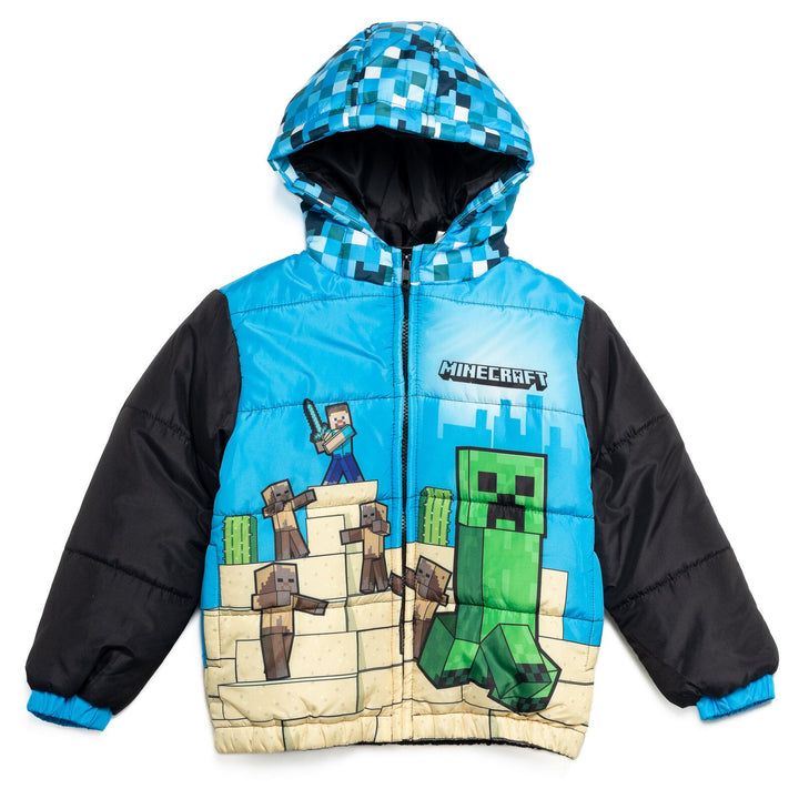 Minecraft Zip Up Winter Coat Puffer Jacket - imagikids