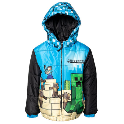 Minecraft Zip Up Winter Coat Puffer Jacket - imagikids