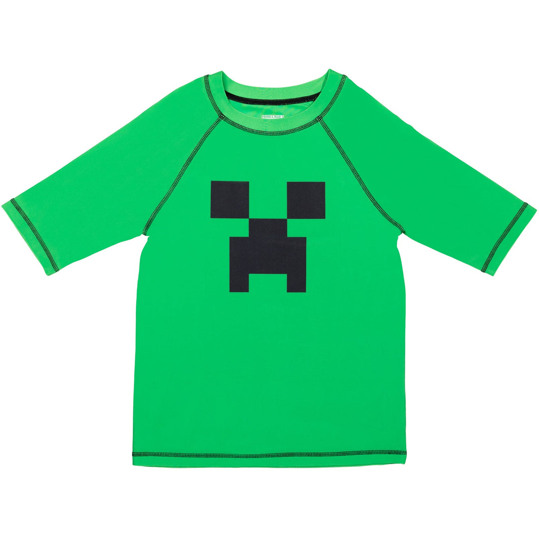 Minecraft Zombie UPF 50+ Rash Guard Swim Trunks Outfit Set - imagikids