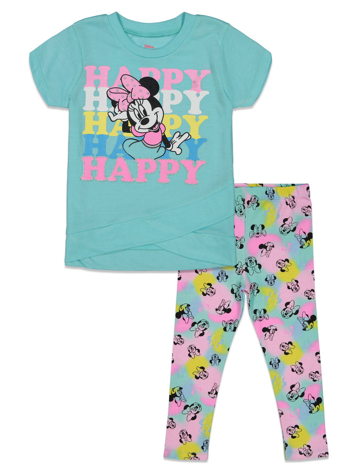 Conjunto cruzado de camiseta gráfica y calzas de Minnie Mouse