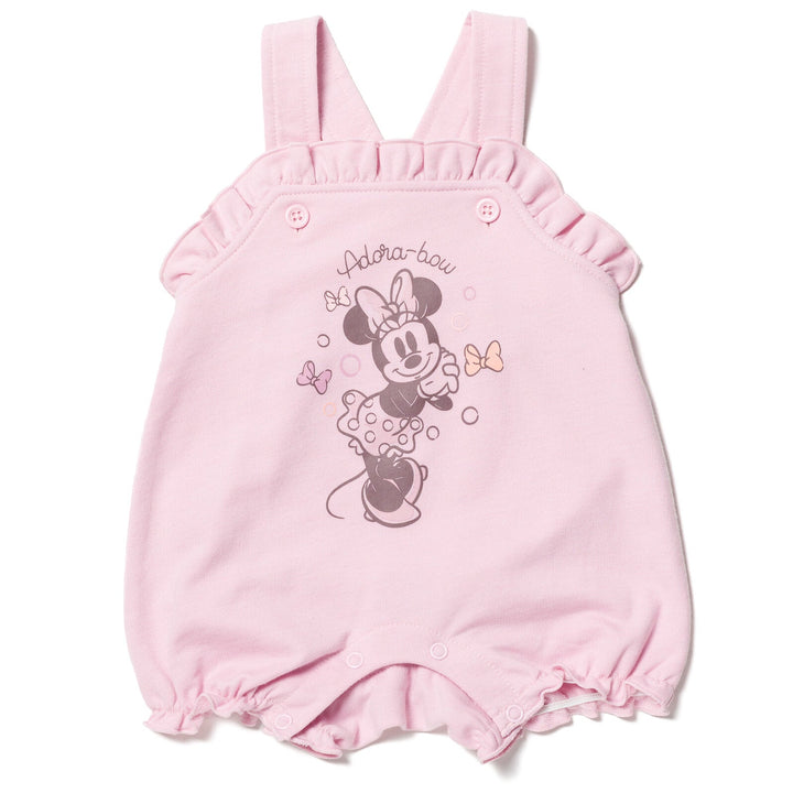 Minnie Mouse French Terry Short Overalls T - Shirt and Hat 3 Piece Outfit Set - imagikids