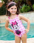 Minnie Mouse Gingham Racerback One Piece Bathing Suit UPF 50+