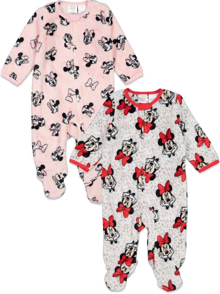 Minnie Mouse Mickey Mouse Fleece 2 Pack Zip Up Coveralls - imagikids