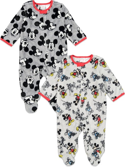 Minnie Mouse Mickey Mouse Fleece 2 Pack Zip Up Coveralls - imagikids