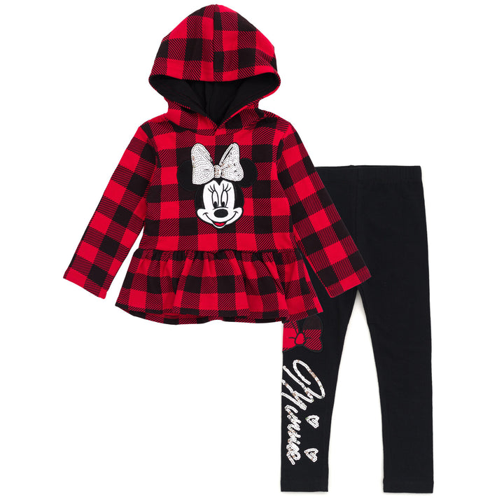 Minnie Mouse Pullover Peplum Fleece Hoodie and Leggings Outfit Set