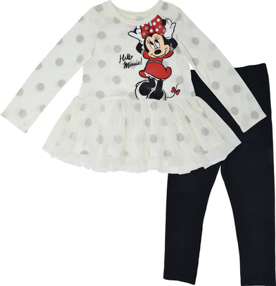 Minnie Mouse Ruffle Long Sleeve Graphic T - Shirt & Leggings Set - imagikids