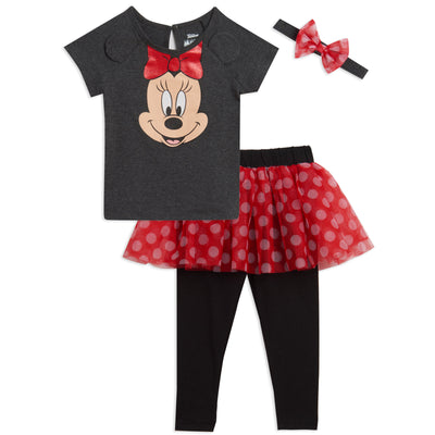 Minnie Mouse T-Shirt Leggings and Headband 3 Piece Outfit Set