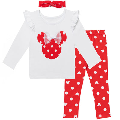 Conjunto de 3 piezas de camiseta, leggings y diadema de Minnie Mouse