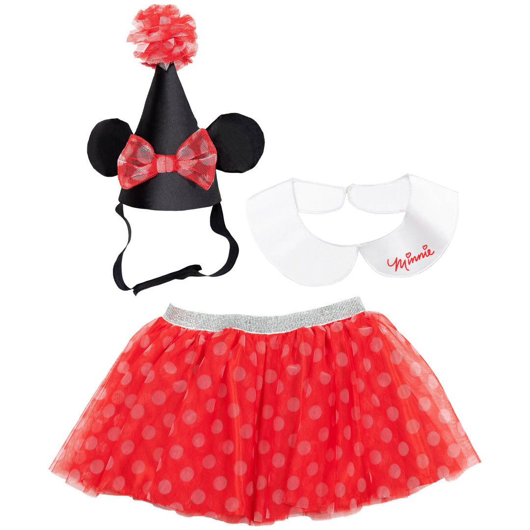 Minnie Mouse 3 Piece Outfit Set: Skirt Collar Hat