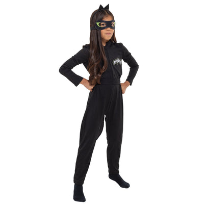Miraculous Cat Noir Zip Up Cosplay Costume Coverall Tail Mask and Headband 4 Piece Set - imagikids