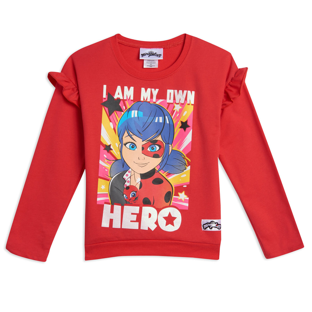 Ladybug French Terry Ruffle Long Sleeve Graphic T-Shirt & Pants Set