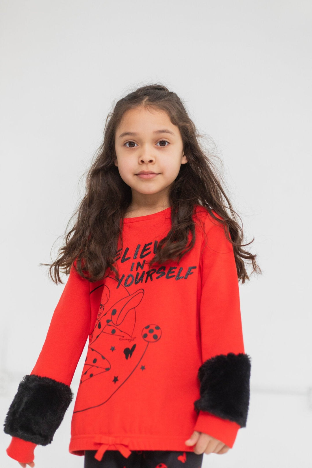 Miraculous Ladybug Fur Fleece Sweatshirt Leggings Outfit Set - imagikids