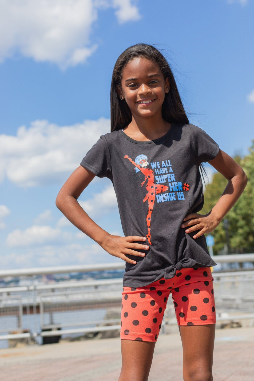 Miraculous Ladybug Knotted Graphic T - Shirt and Shorts Set - imagikids