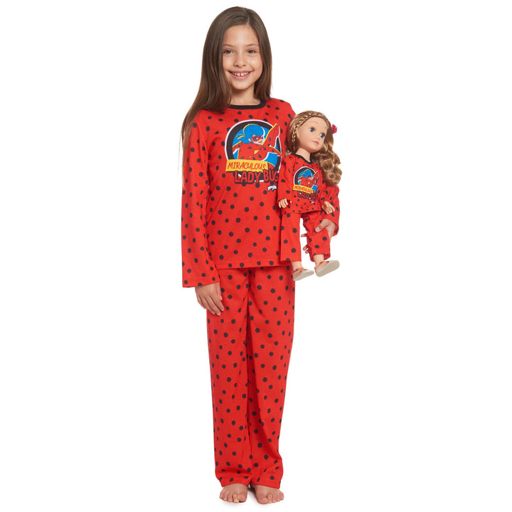 Miraculous Ladybug Pajama Shirt Pants and Matching Doll Outfits 4 Piece Set - imagikids