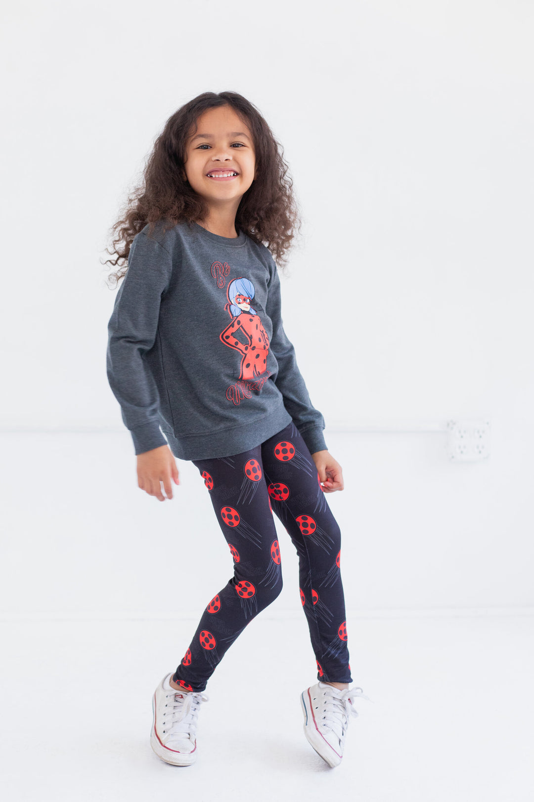 Miraculous Ensemble Haut Et Legging Fille - T-shirt Ladybug Et Legging Rouge Noir