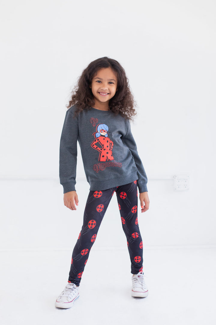 Sudadera con capucha de Miraculous Ladybug con parte delantera cruzada y mallas con parte delantera cruzada