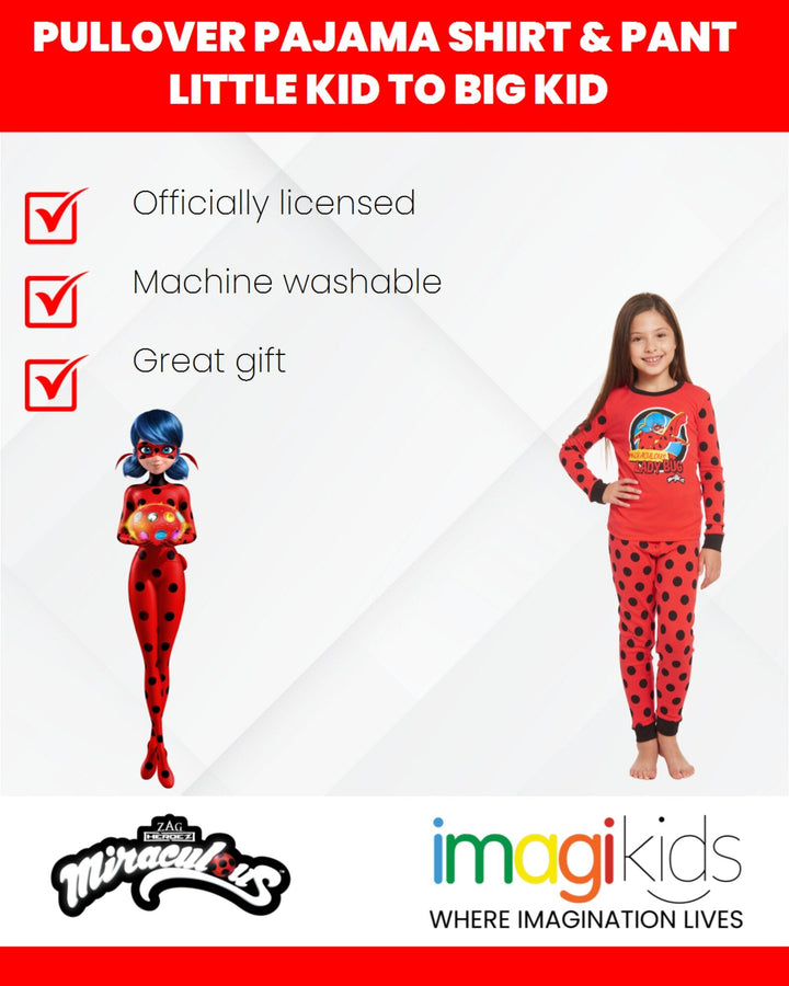 Miraculous Ladybug Pullover Pajama Shirt and Pants Sleep Set - imagikids