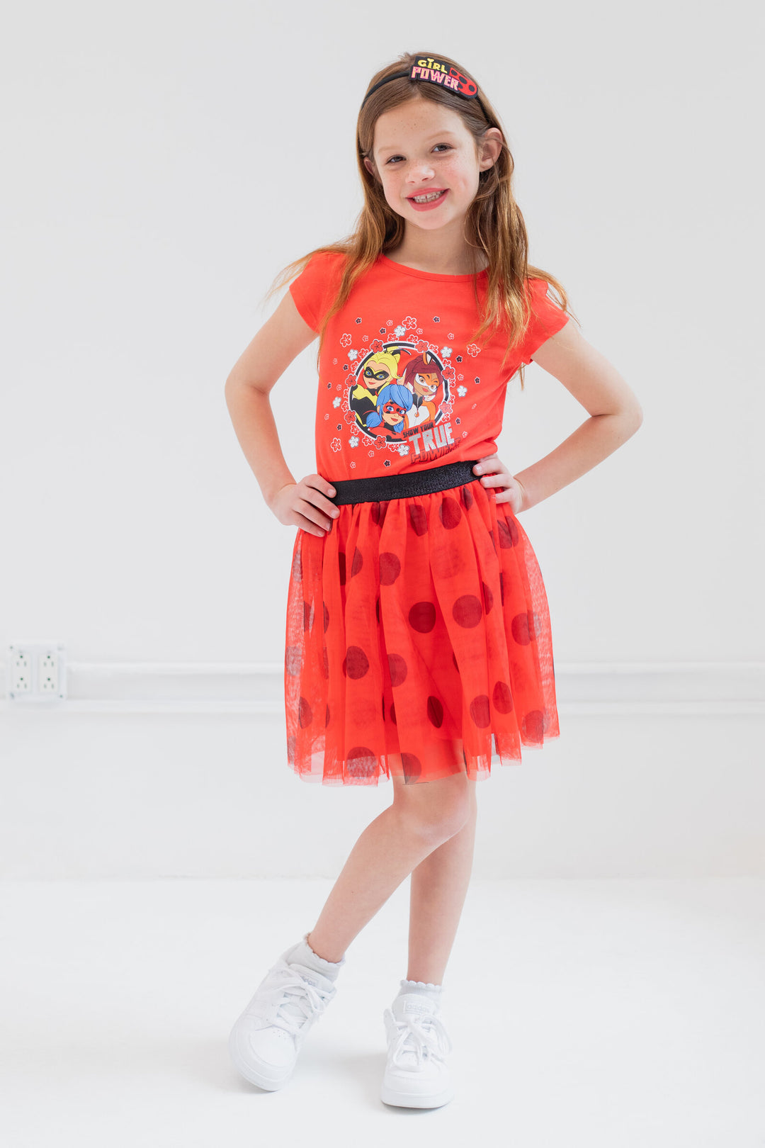 Miraculous Ladybug 3 Piece Outfit Set: T-Shirt Skirt Headband