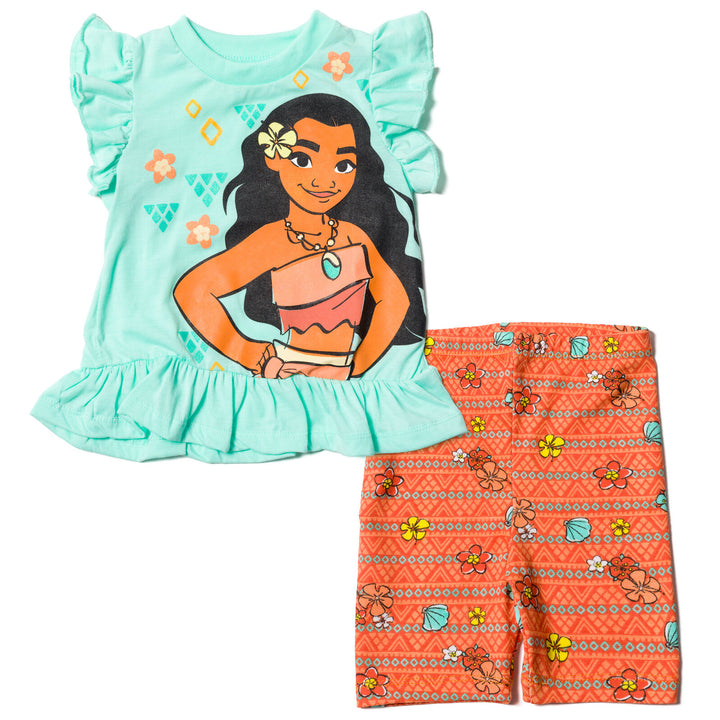 Conjunto de camiseta gráfica y pantalones cortos Moana Ruffle Bike