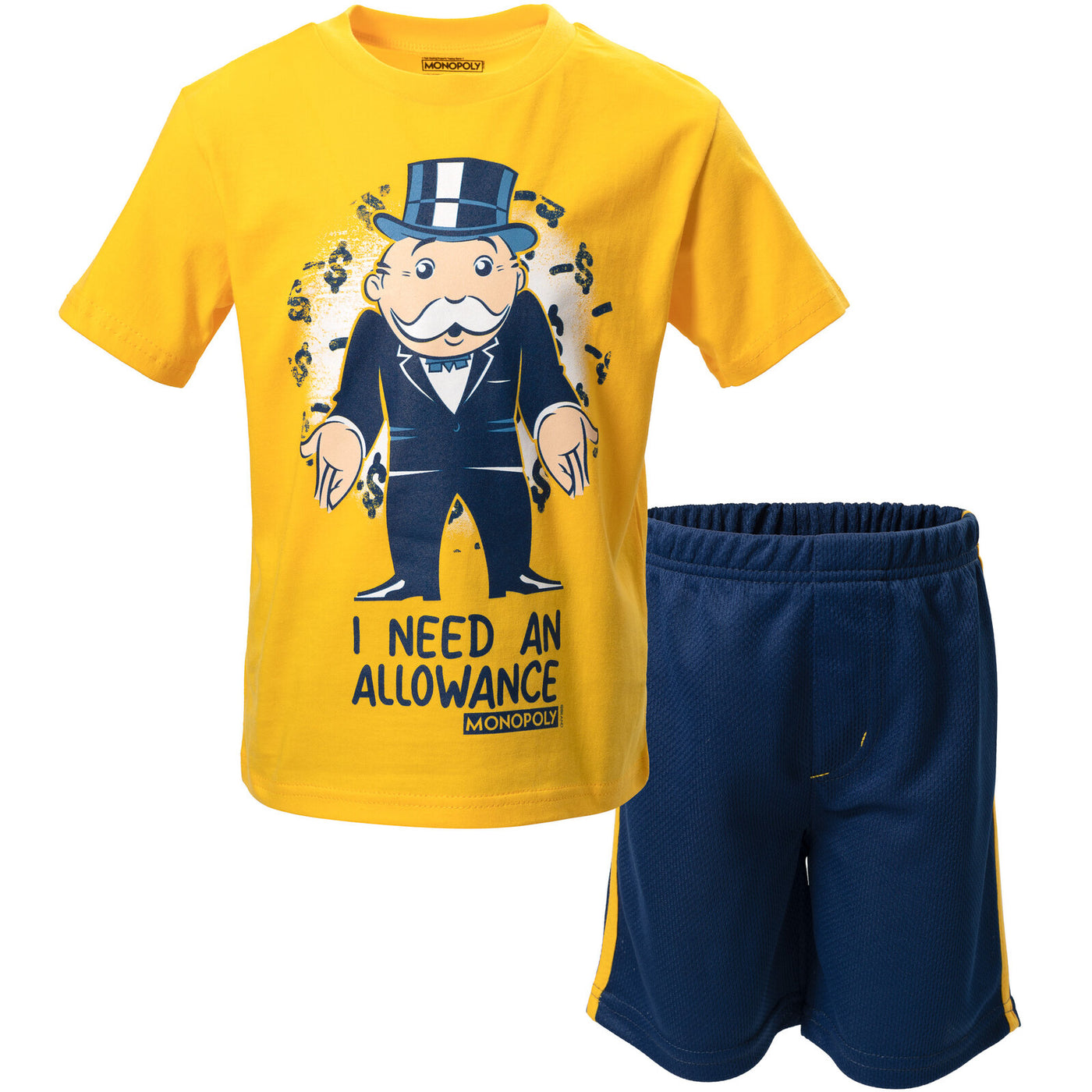 MONOPOLY Athletic Pullover T-Shirt Mesh Shorts Outfit Set