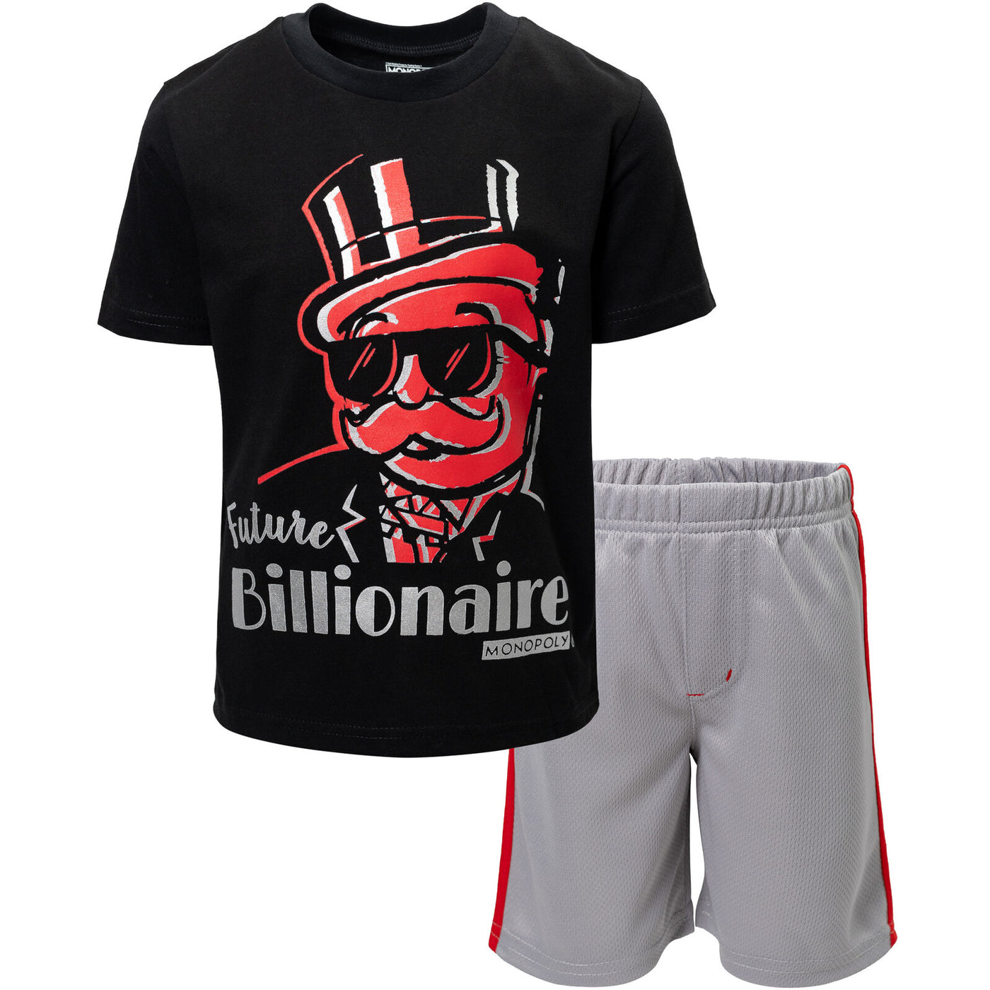 MONOPOLY Athletic Pullover T-Shirt Mesh Shorts Outfit Set