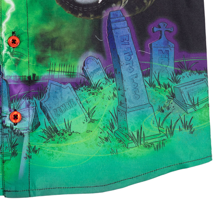 Monster Jam Grave Digger Camisa de vestir de manga corta con botones