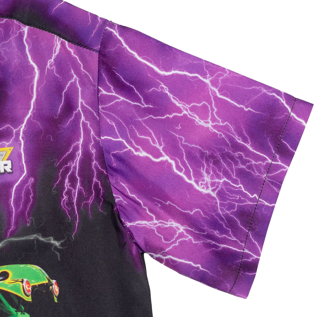 Monster Jam Grave Digger Short Sleeve Button Down Dress Shirt