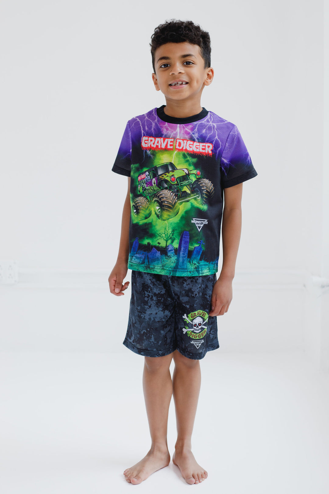 Monster Jam Grave Digger Pajama Shirt and Shorts Sleep Set FREE