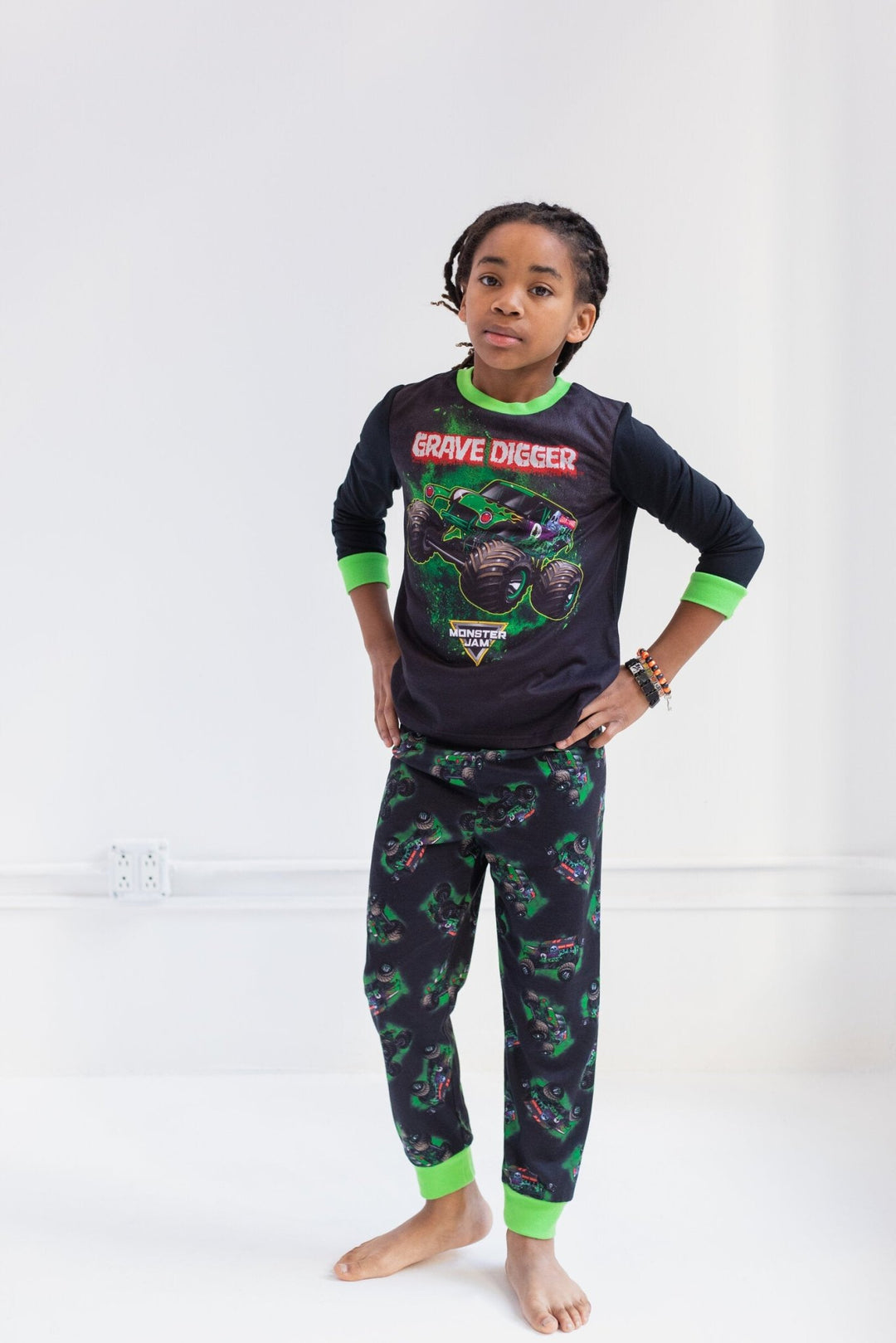 Monster Jam Grave Digger Pullover Pajama Shirt and Pants Sleep Set - imagikids