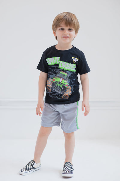 Monster Jam Grave Digger T-Shirt and Mesh Shorts Outfit Set
