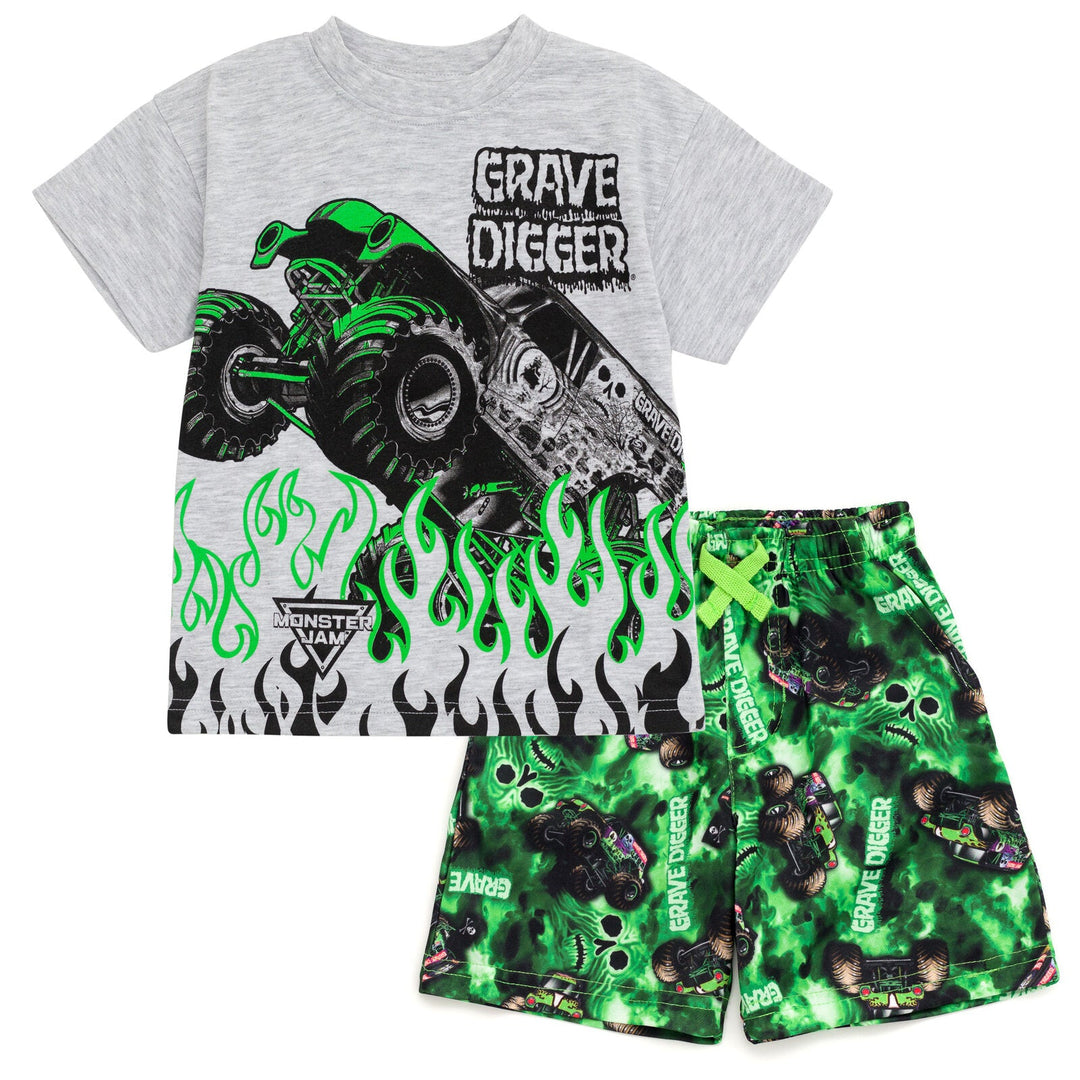 Monster Jam Grave Digger T - Shirt and Shorts Outfit Set - imagikids